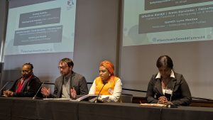 Lived experience panel speaking about housing at Sanctuary in the Senedd 2024. 