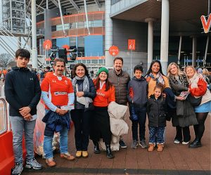 Refugee Council and sanctuary seekers attending a rugby game at the Principality Stadium in Cardiff.