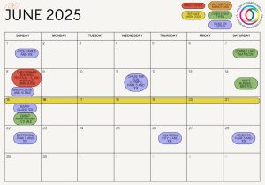 Welsh Refugee Council fundraising challenge event calendar for June 2025.
