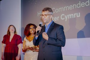 Finalist gives a speech at the Nation of Sanctuary Awards.