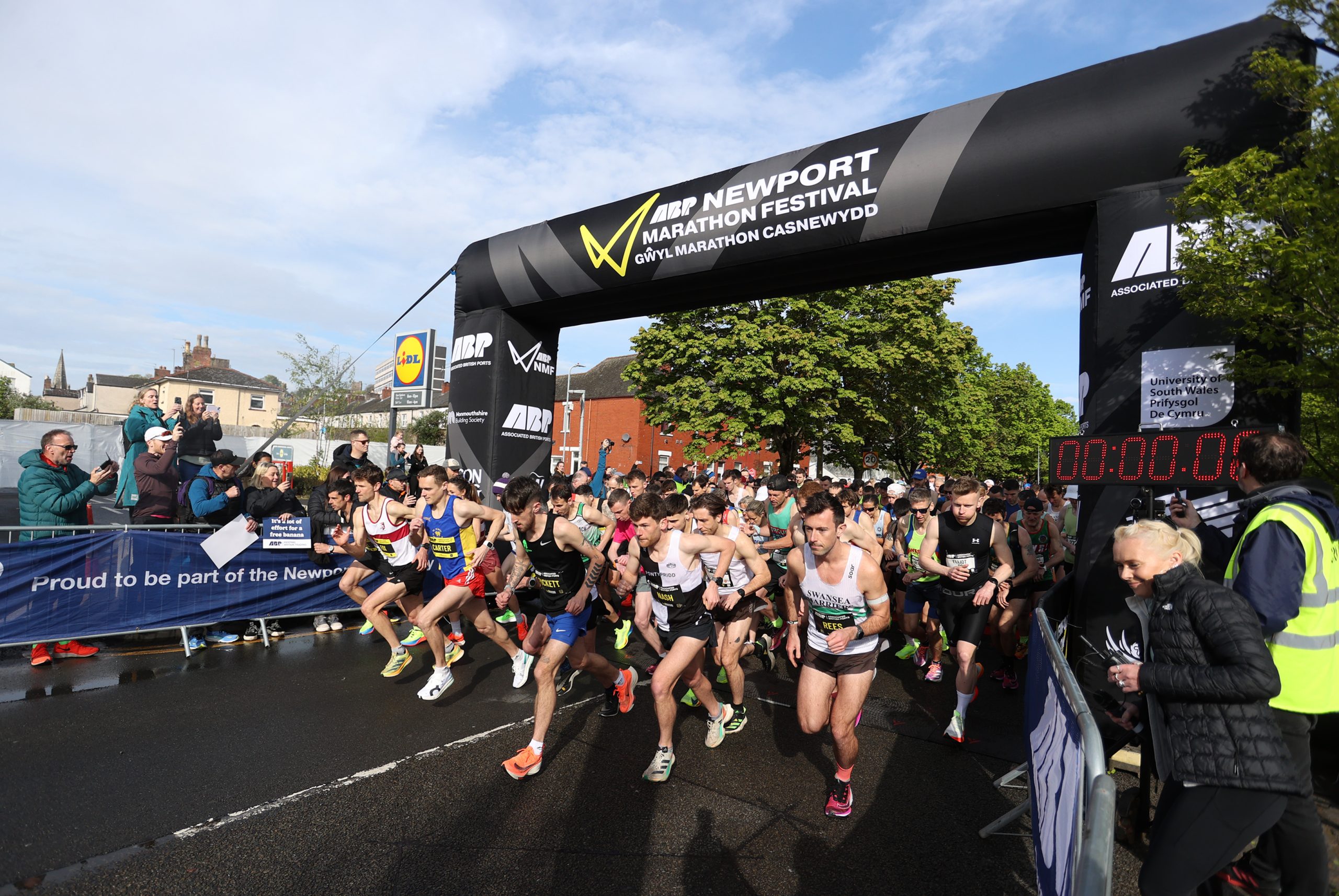 Runners in the Newport Marathon Festival begin their race.